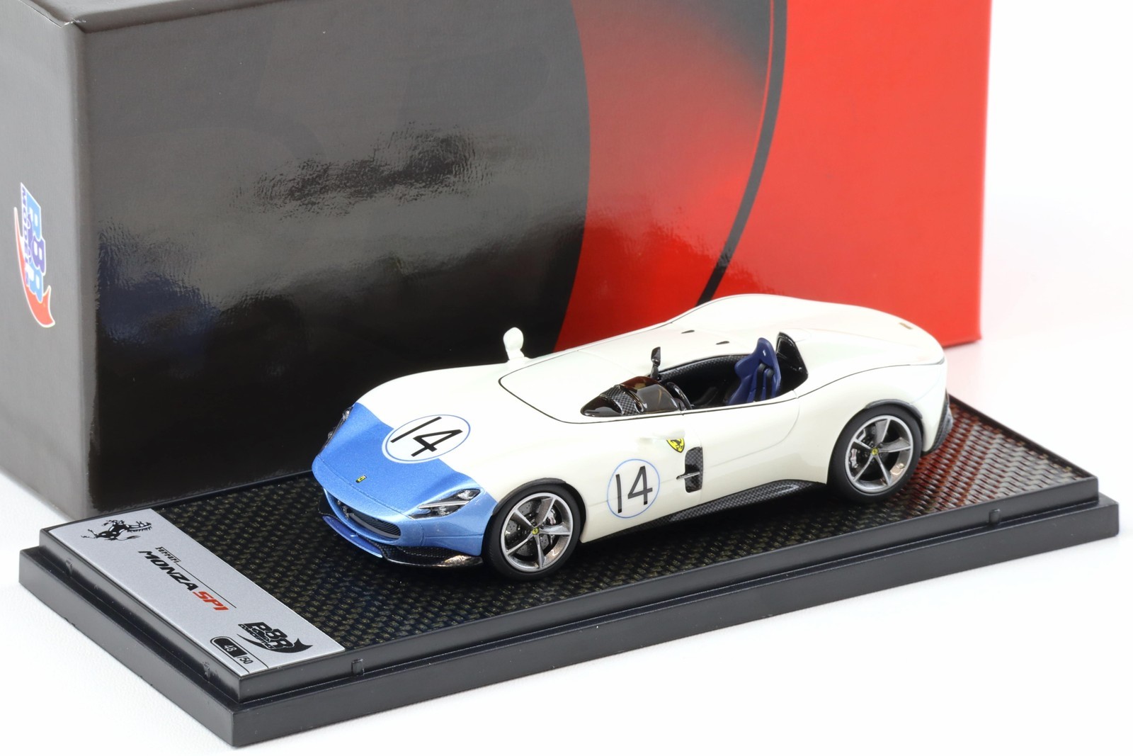 1:43 BBR Ferrari Monza SP1 Bianco Sanae/ Blue #14 - Limited 50 Pcs.