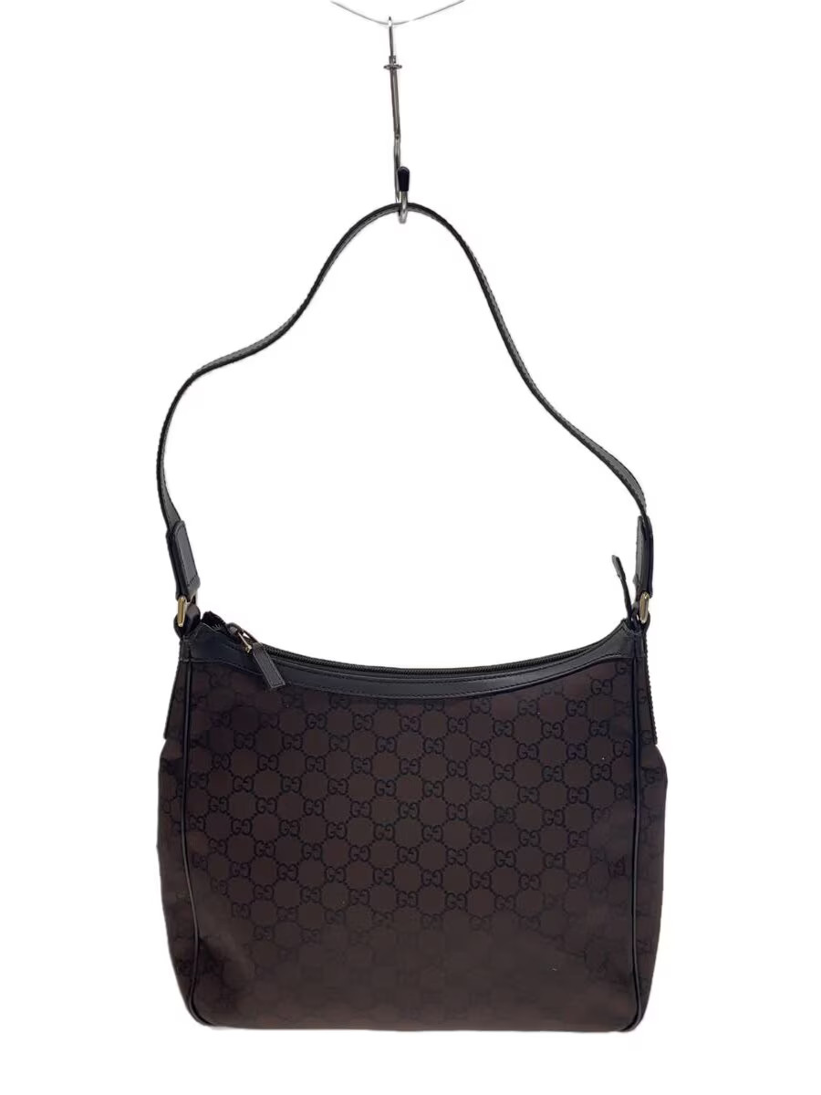 GUCCI GG Nylon Shoulder Bag in Brown