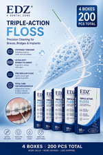 EDZ Triple Action Orthodontic Super Floss 200 Count for Braces  Implants