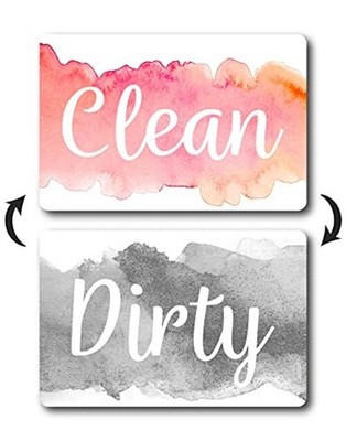 Brothers Sunrise Pink & Gray Dishwasher Magnet Clean Dirty Sign, Sunrise & Gray