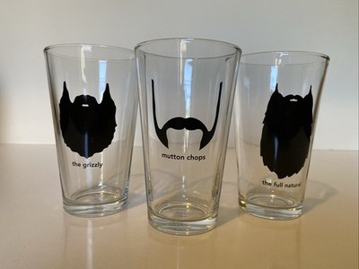 Set Of 3 Pint Glasses Featuring Funny Beard Styles