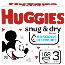 Huggies 51520 Snug  Dry Baby Diapers, Size 3, 168 Ct