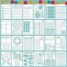 Journal Stencils, 24PCS 7X5 Planner Stencils for Crafts Reusable, Layout  Track