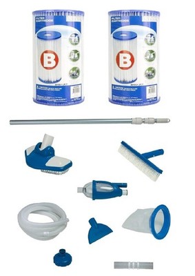 Intex Deluxe Pool Maintenance Kit with 2Pack Intex Pool Replacement BFilters