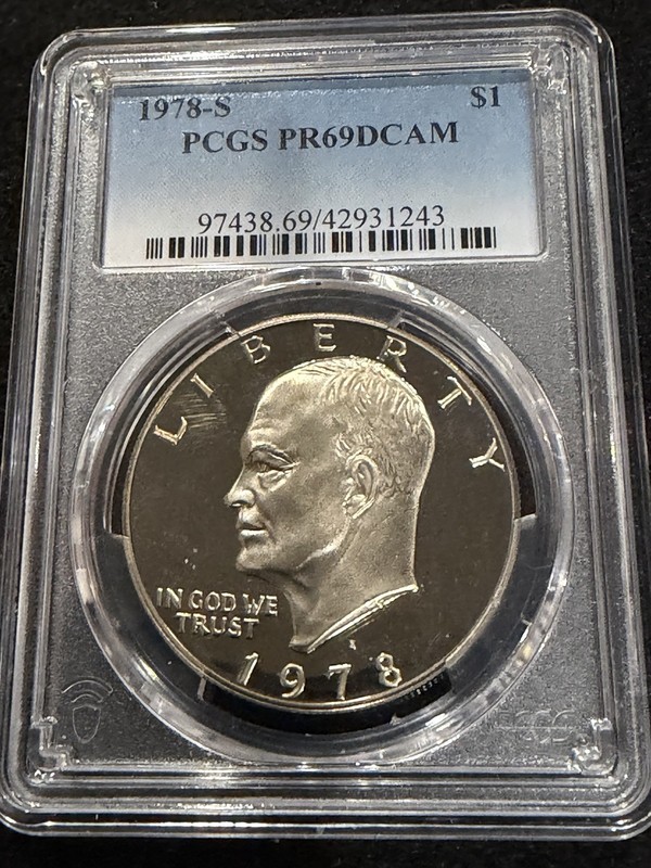 1978 S Gem Proof Eisenhower Dollar Graded By PCGS At PR 69 Deep Cameo G-4’