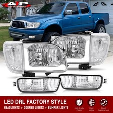 Clear Oe Style Led Drl Headlights Bumper Lamps Set For 2001-2004 Toyota Tacoma