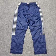 Vintage 90s Adidas Track Pants Mens Large Blue 3 Stripe Windbreaker Retro Baggy