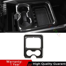 For Dodge Ram 1500 19-2021 Carbon Fiber Console Storage Box Water Cup Cover Trim