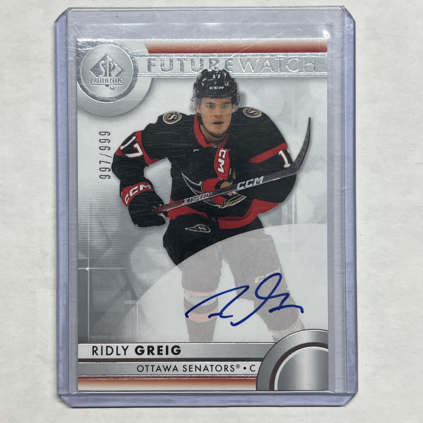 RIDLY GREIG 2023-24 SP AUTHENTIC FUTURE WATCH AUTO /999