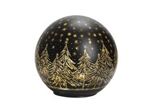 LED Glaskugel Glas schwarz/gold mit Timer Bäume Ø15cm Glaskugel Weihnachten
