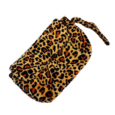 Susan Faris Collection Leopard Print Wristlet Clutch Make Up Bag 4x6'' Snap Close