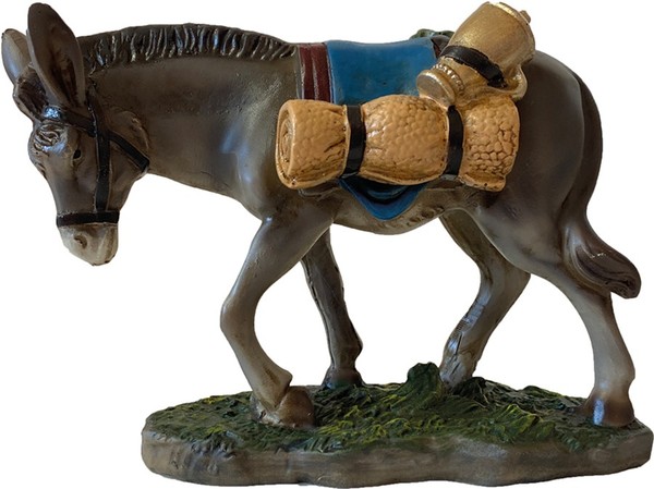 Krippenfigur Esel Mit GepäCk 6,4 Cm Polyresin Deko KrippenzubehöR-image