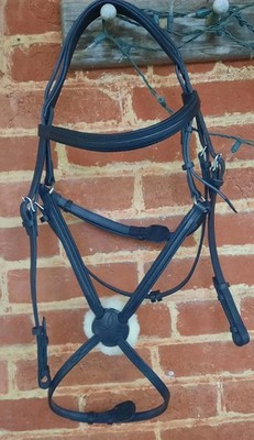 NWOT DEVOUCOUX M / Cob Black Leather Raised Stitched Figure 8 Bridle