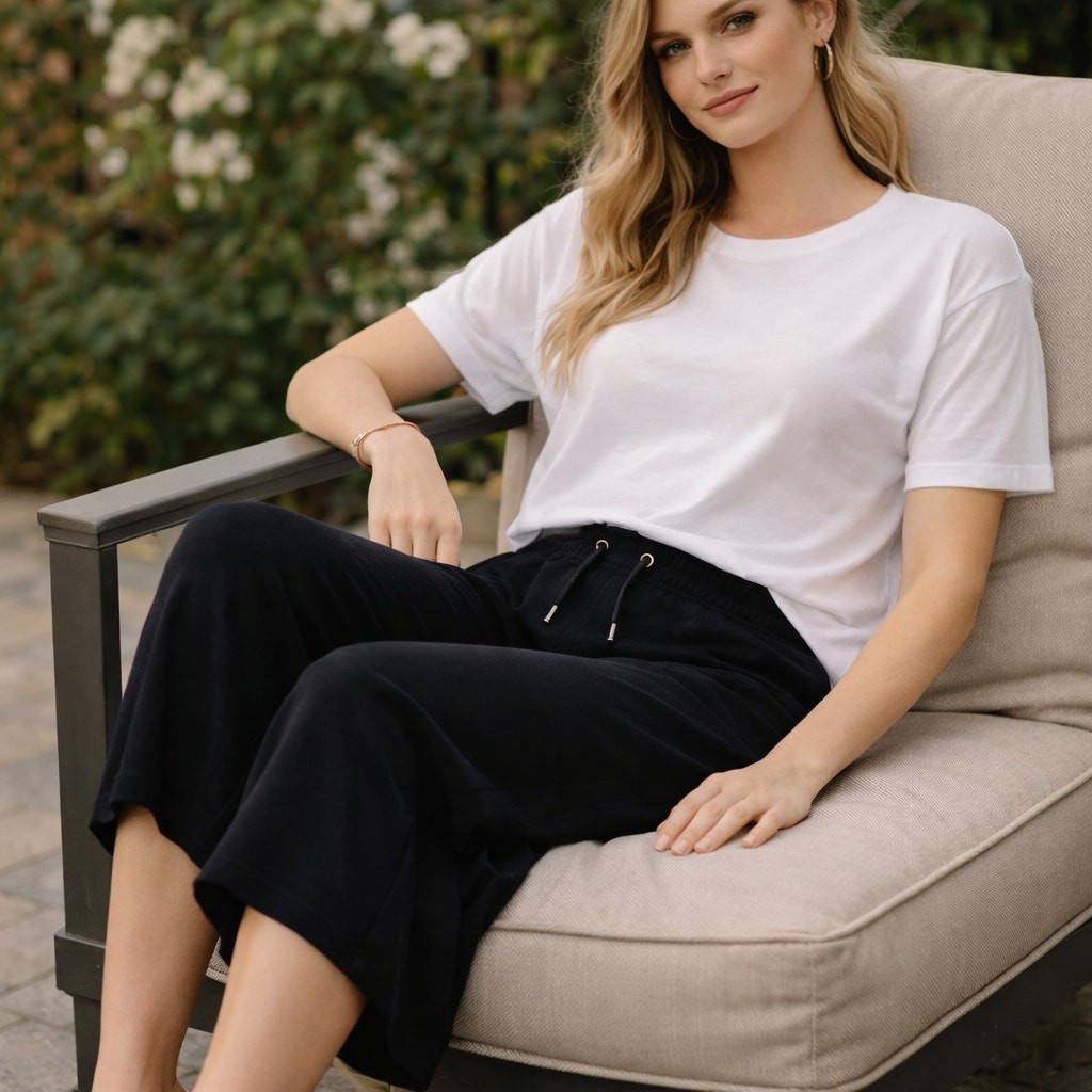 Lauren Ralph Lauren Black Label SZ L Super Soft Viscose Blend Wide Cropped Pants