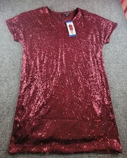 Hilary Radley Ladies Sequin Dress WINE Red COLOR Party Dress NWT 