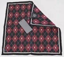 New Alexander McQueen 531535 Argyle Twill Silk Skull Handkerchief Scarf