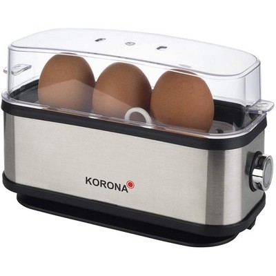 KORONA Eierkocher 3 Eier Edelstahl Schwarz Messbecher Eierstecher 210 Watt