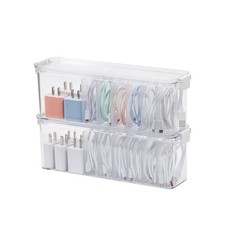New 2 Pack Cord Organizer Box for Desk Drawer, Clear Phone Charger Cable Storage