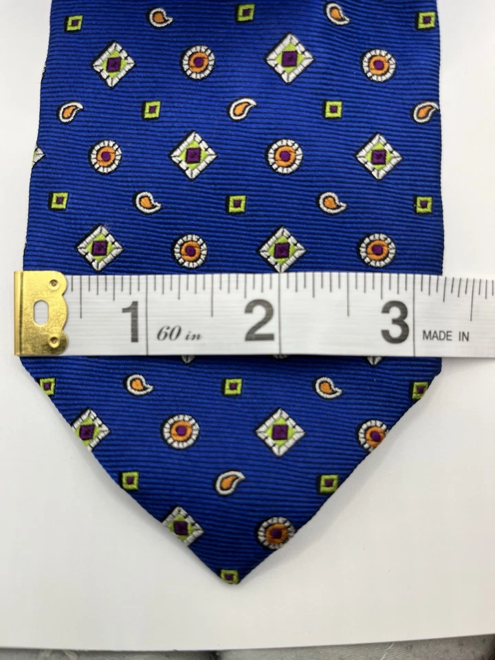 Corbata ETRO para hombre 100 % seda diseñador ITALIA azul geométrico usada en excelente estado Foto 4 de 4