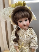 20" Antique German A. Marseille 390 A6M Doll w/ Compo B., Human Hair Wig, Lashes