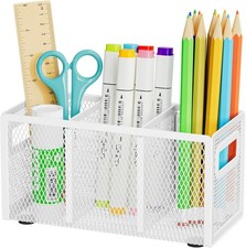 Mesh Pen Holder for Desk,Pencil Holder Desk Organizer 3 Adjustable Compartments,