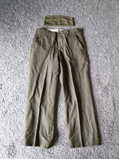 VTG WW2 Mens Army Button Front Wool Pants  Hat M / Trousers W30 L29 NICE     