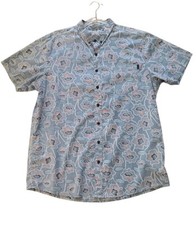 Rip Curl Hawaiian Button Up Shirt Men XL Blue Pink Floral Tropical Pocket