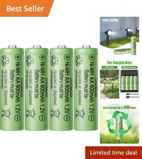 4-Pack 1.2V 600mAh Ni-MH Rechargeable AA Batteries for Solar Outdoor Lights