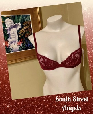 SIMONE PERELE 1A4330 ~ SYRAH ~ VICTOIRE SHEER LACE DEMI CUP UNDERWIRE BRA ~ 36B