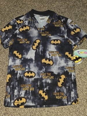 Tooniforms Mens Batman 2 Pocket Medical Scrub Top XSmall NEW