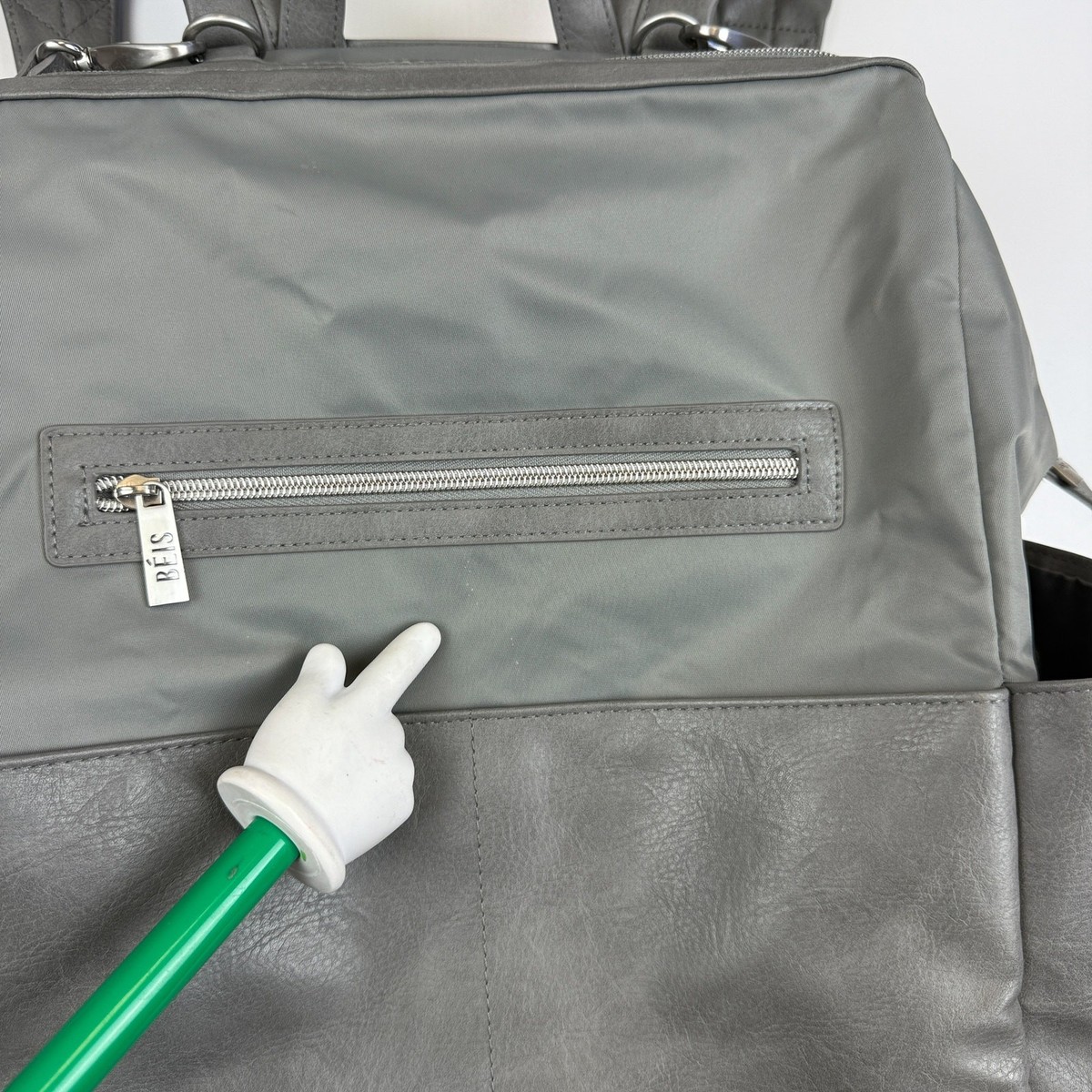 BEIS The Backpack Diaper Bag in Grey Leather