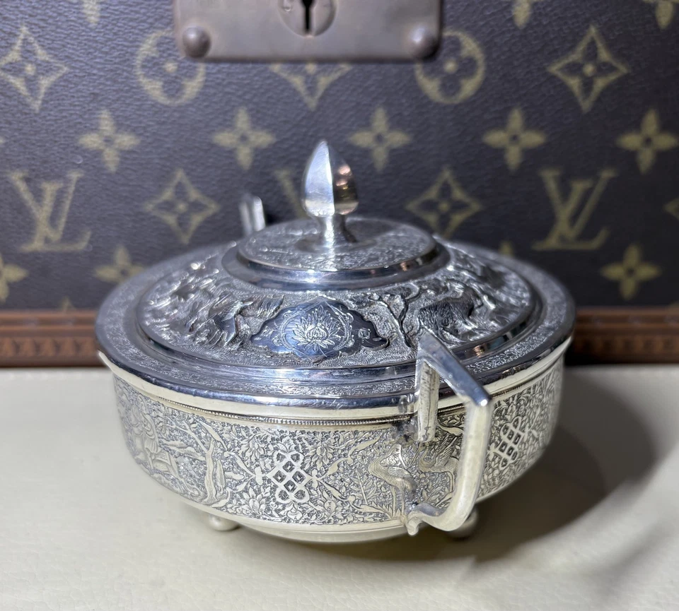 Vintage Persian Decorative .86 Silver Sugar Bowl  - Image 2 of 4