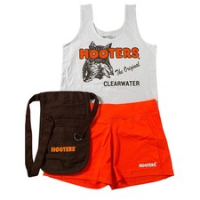 New Women s Hooters Girl Uniform Tank Shorts Pouch Clearwater Florida Medium