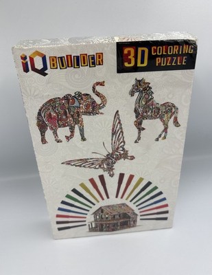 Sealed IQ Builder Arts and Crafts Build Color 3D Puzzles and Markers Kit Set NIB