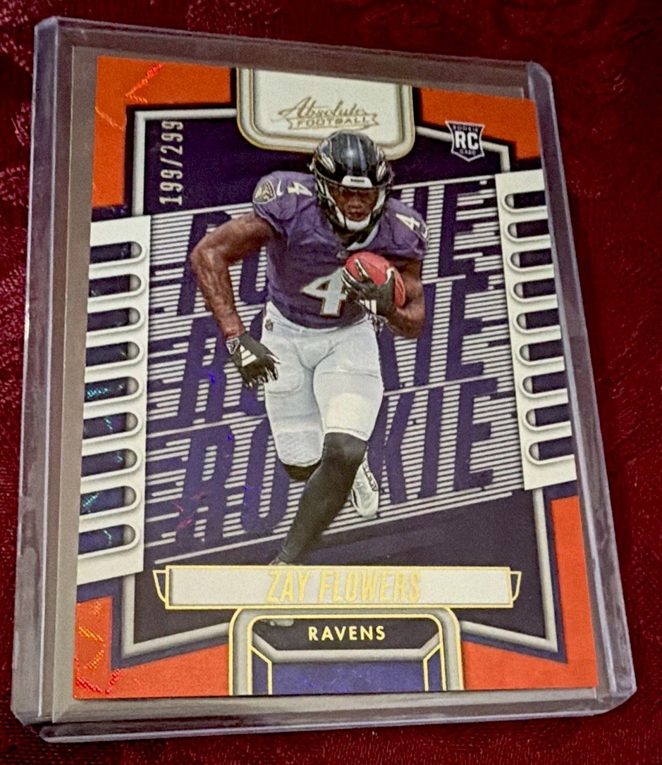 2023 Panini Absolute Rookies Zay Flowers #111 Orange Mosaic #d / 299 RC Ravens