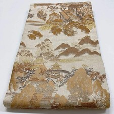 7325 Japanese Antique Fukuro Obi Belt Kimono Fabric Silk All-over pattern
