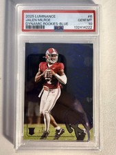 2025 Panini Luminance - Dynamic Rookies Jalen Milroe #102 Blue /50 (RC) PSA 10