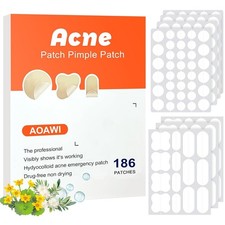 Acne hydrocolloid Patches, 4 sizes and 3 shapes with 182pcs, The innovative size