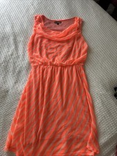 Express Medium Bright Peach Pink Fluorescent Mid Length Dress Summer Lightweight
