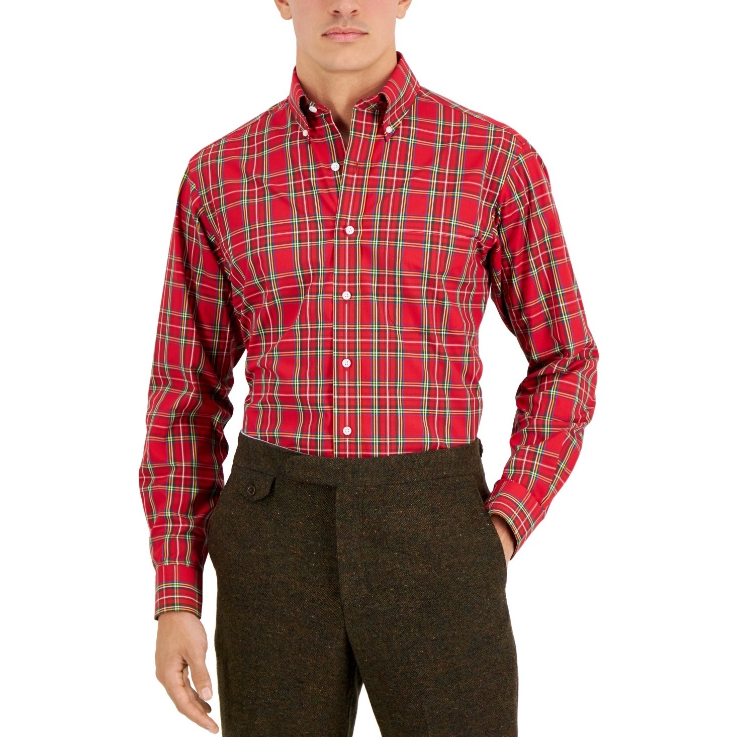 Club Room Men S Regular Fit Cotton Dress Shirt Red Size 17X32X33
