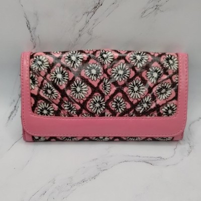 Very Bradley Frill Mocha Rouge Vinyl Wallet READ 