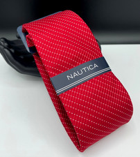 NAUTICA Men's Polyester Tie  Red  Grid Pattern  NEW MSRP: 55.