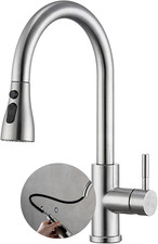 High Arc Kitchen Sink Mixer Tap with Pull Out Spray, 360° Swivel Spout, 3 Spray 