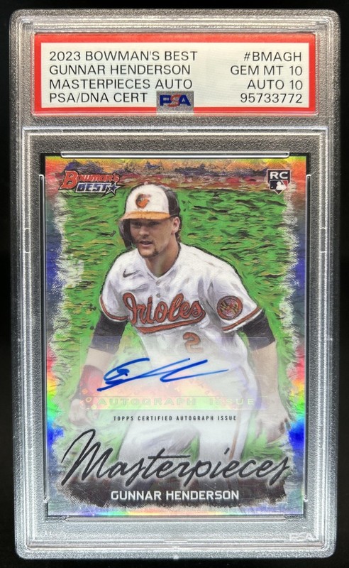 2023 Bowman's Best Gunnar Henderson Masterpieces Auto RC #/99 Orioles PSA 10
