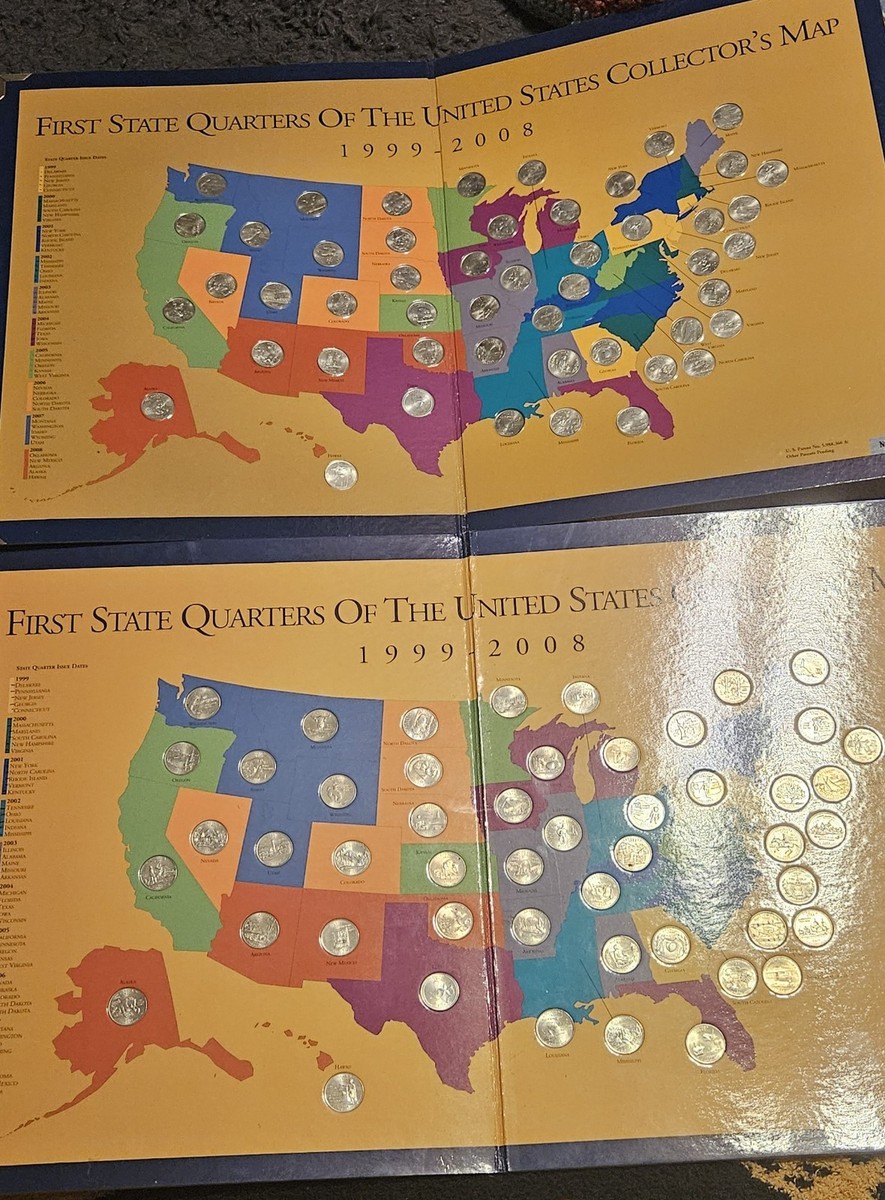 First State Quarters of the United States Collectors Map 1999-2008