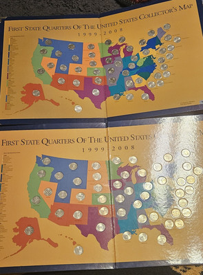 First State Quarters of the United States Collectors Map 1999-2008