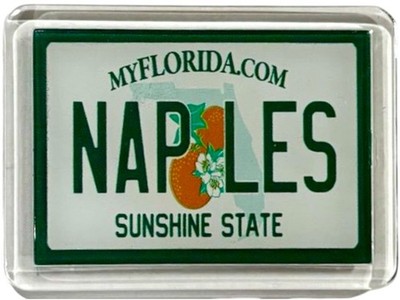 Naples Florida License Plate Acrylic Small Fridge Souvenir Magnet 2.35'' X 1.75''