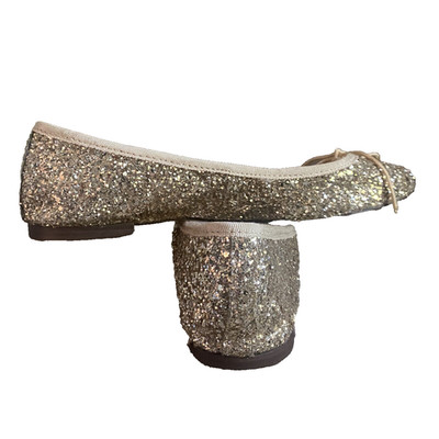 GAP BALLET FLATS SHOES GLITTER GOLD SIZE 8.5 ROUND TOE BALLERINA USED WOMEN