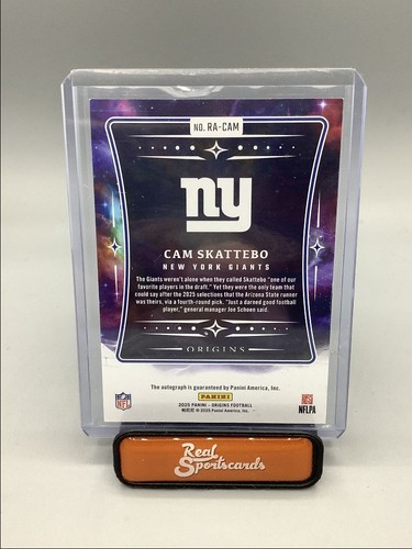 2025 Panini Origins Cam Skattebo #RA-CAM Auto RC Giants - Picture 2 of 2