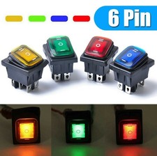 New Practical Rocker Switch 1 Pc 16A 250VAC 30A 125VAC 6-Pin LED Light